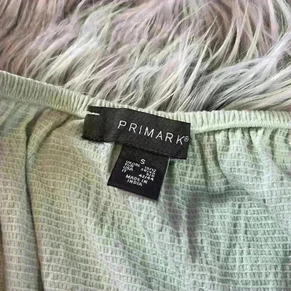 Primark Green Eyelet Floral Puff Sleeve Stretch Crop Smocked Peasant Blouse, S - Picture 6 of 12